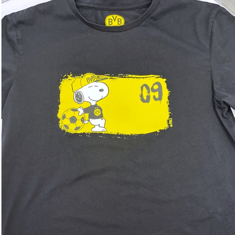 BVB 09 Borussia Dortmund Snoopy Peanuts Soccer T-Shirt Black Mens Large